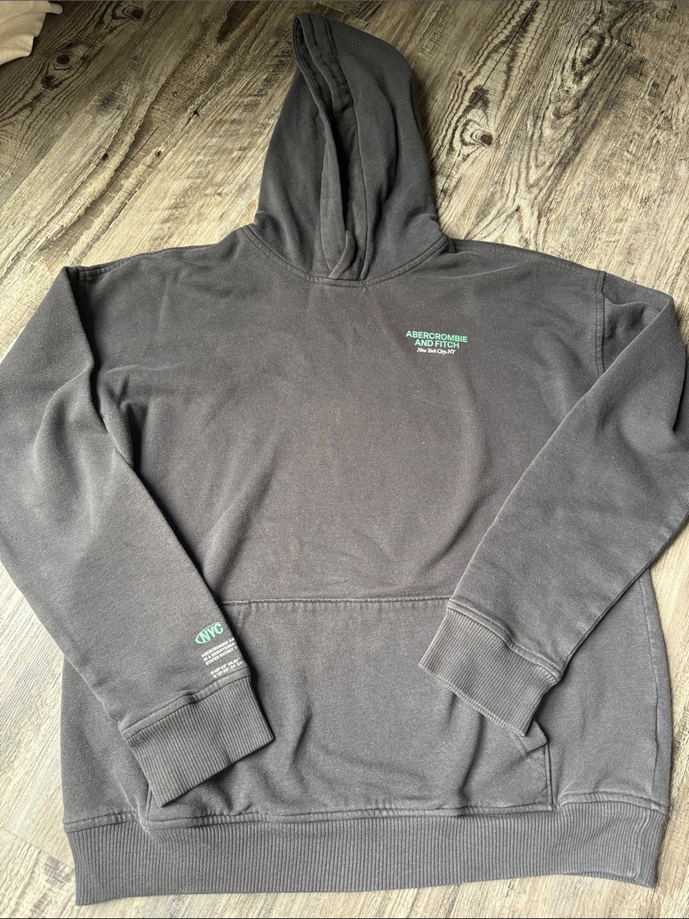 Abercrombie & Fitch Boys Dark Charcoal Hoodie with Teal Logo